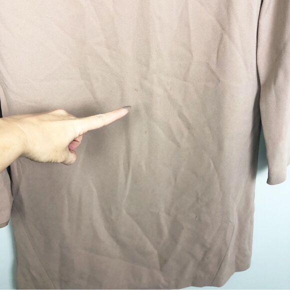 TIBI NEW YORK | Colorblock Long Sleeve Shift Dress Tan & Black Women’s Size 4 - Picture 9 of 11